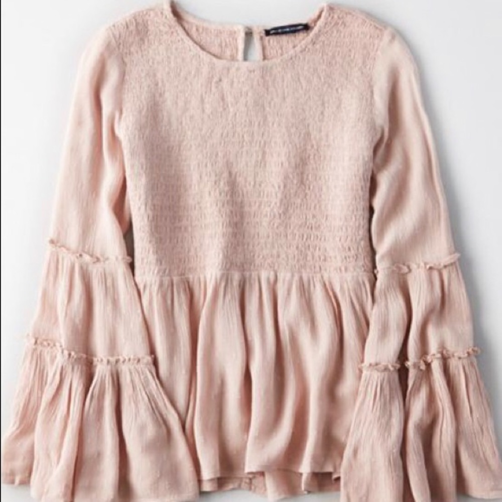 American Eagle Solid Smocked Tunic